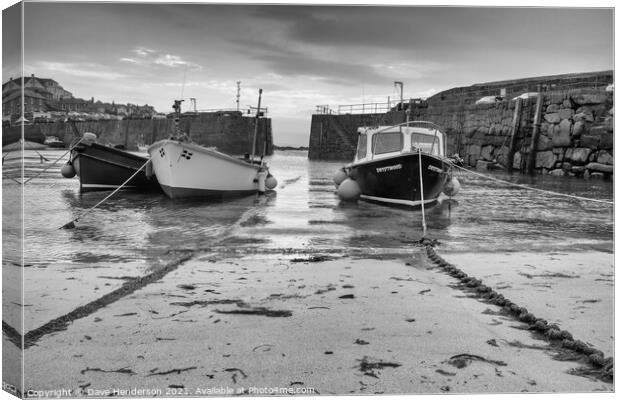 Mousehole harbour fishing  boats Canvas Print by Dave Henderson