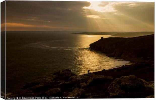Sunset at Rinsey cove, Cornwall  Canvas Print by Dave Henderson