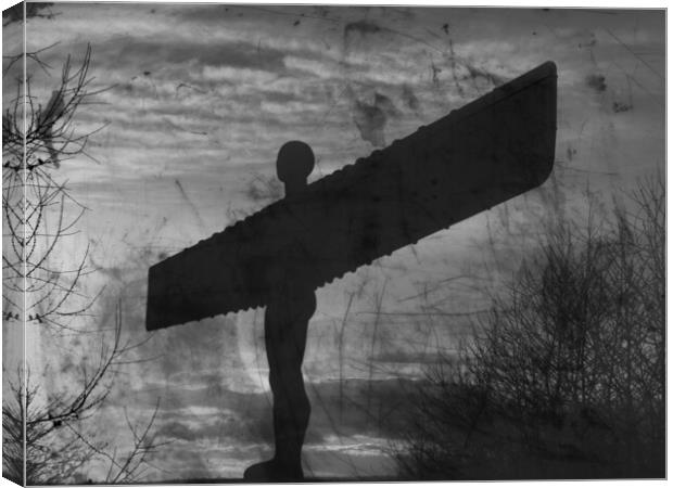 Angel of the North Grunge Black and White Canvas Print by Glen Allen