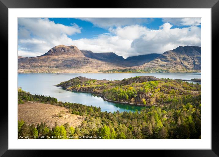 Beinn Alligin from across Loch Torridon, Scotland Framed Mounted Print by Justin Foulkes