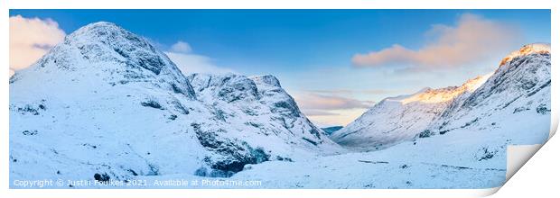 The Three Sisters of Glencoe in winter, Scotland Print by Justin Foulkes