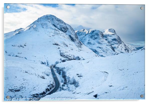 Glencoe in winter, Scottish Highlands Acrylic by Justin Foulkes