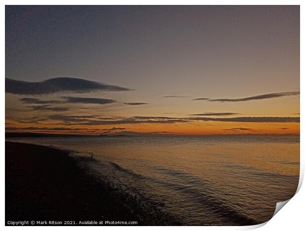 Orange Dusk Beach Print by Mark Ritson