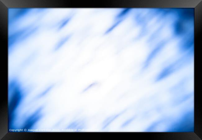 Diffuse abstract background with blue clouds on deep white. Framed Print by Joaquin Corbalan