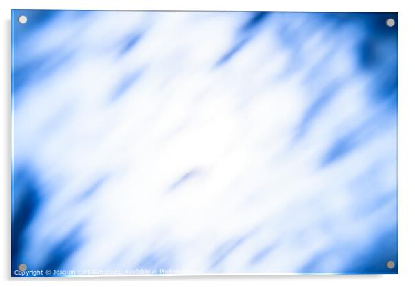 Diffuse abstract background with blue clouds on deep white. Acrylic by Joaquin Corbalan