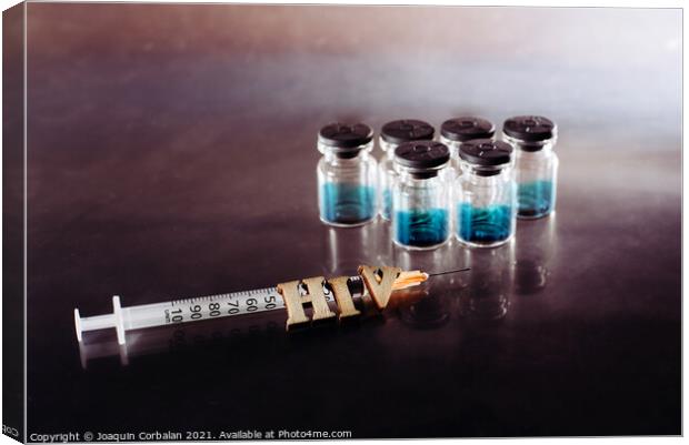 New AIDS treatment, vaccination with syringe with new vaccine, l Canvas Print by Joaquin Corbalan