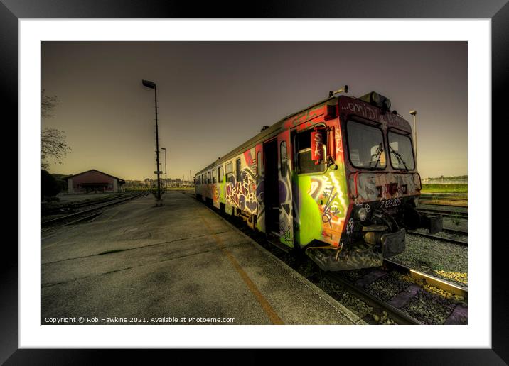 Pula Graffiti train  Framed Mounted Print by Rob Hawkins