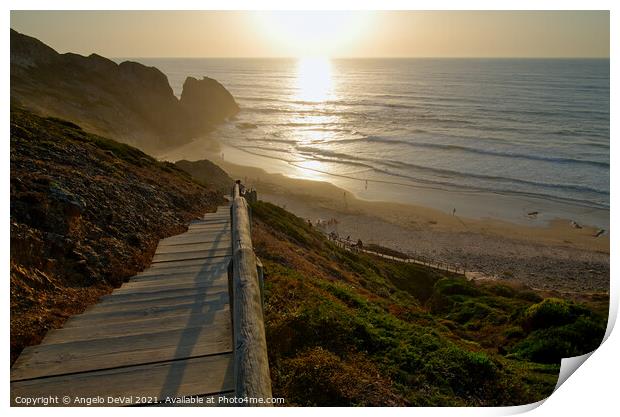 Stairs to Vale dos Homens Beach Print by Angelo DeVal