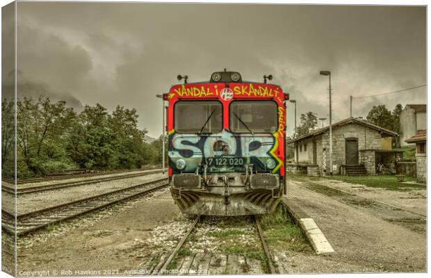 Croatian Rail Graffiti  Canvas Print by Rob Hawkins