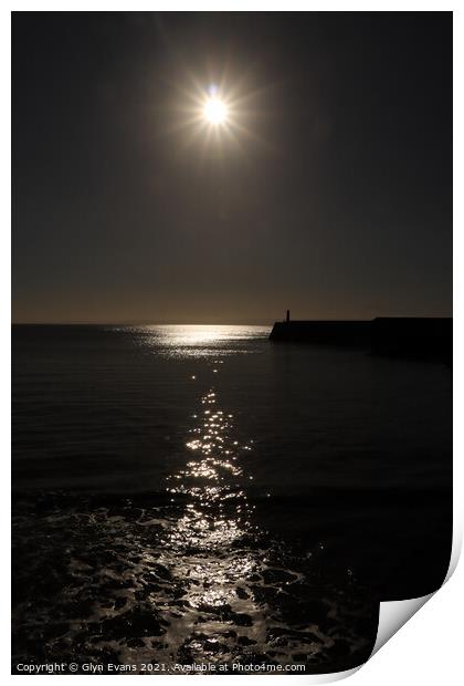 Reflections at Porthcawl Harbour Print by Glyn Evans