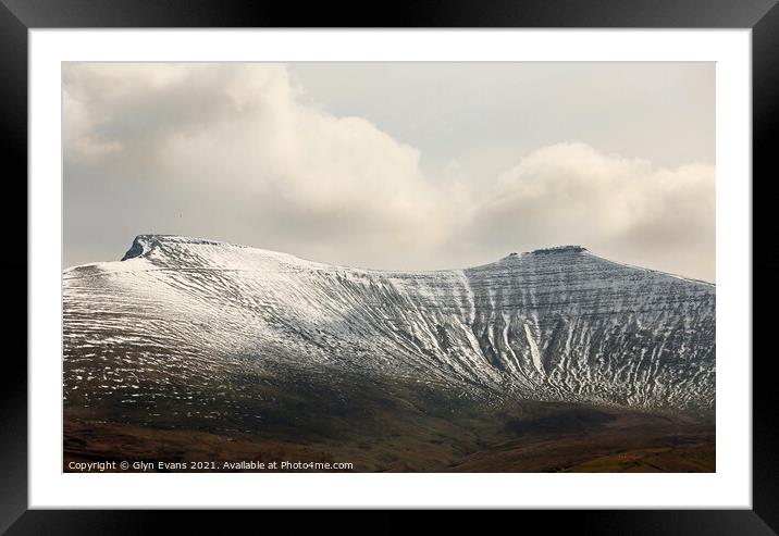 Snow on the Brecon Beacons Framed Mounted Print by Glyn Evans