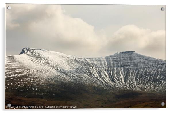 Snow on the Brecon Beacons Acrylic by Glyn Evans