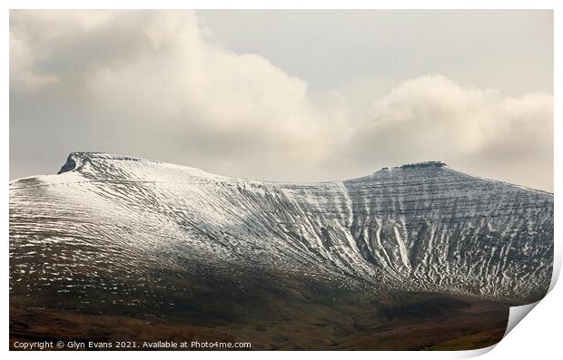 Snow on the Brecon Beacons Print by Glyn Evans