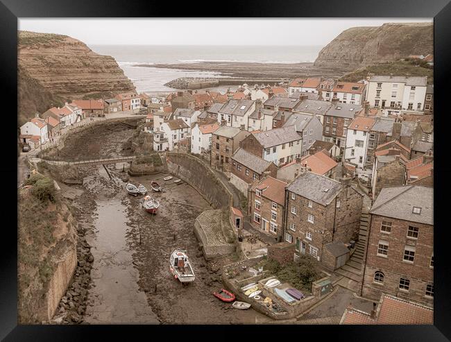 Faded colours of Staithes Framed Print by Jason Wells