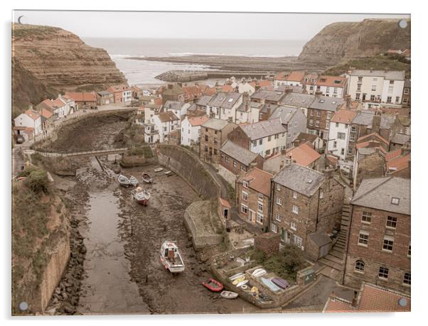 Faded colours of Staithes Acrylic by Jason Wells