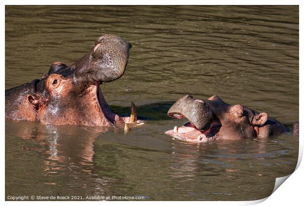 Hippos Sharing A Joke Print by Steve de Roeck