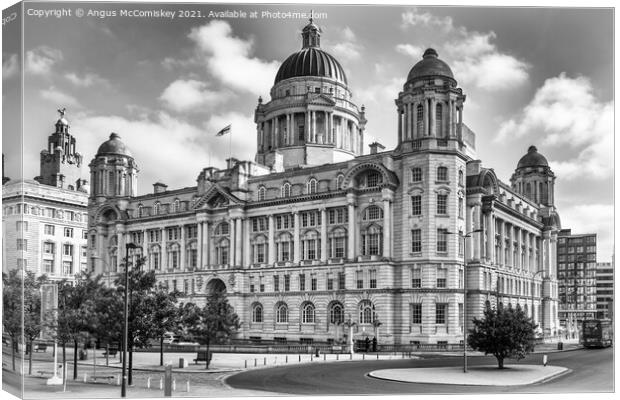 Port of Liverpool Building mono Canvas Print by Angus McComiskey