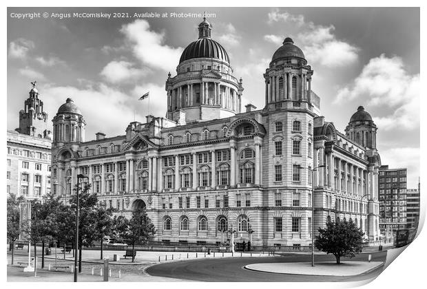 Port of Liverpool Building mono Print by Angus McComiskey