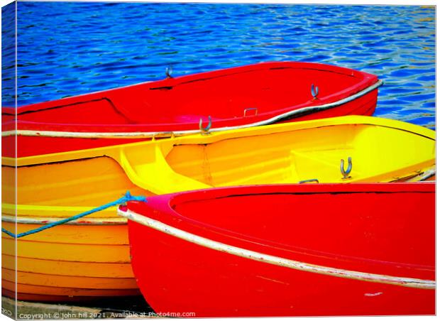 colourful Rowboats. Canvas Print by john hill