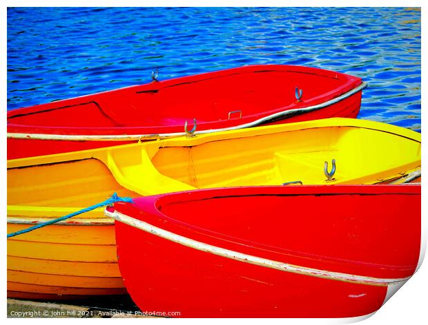 colourful Rowboats. Print by john hill