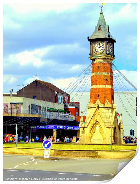 Clock tower, Skegness, Lincolnshire. Print by john hill