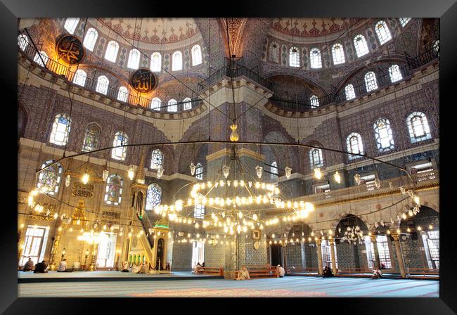 Interior of the Blue Mosque, Sultan Ahmed Mosque, Istanbul, Turkey Framed Print by Neil Overy