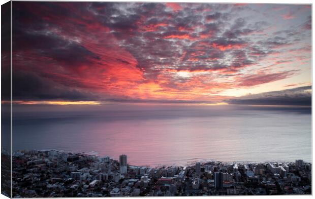 Sea Point Cape Town Sunset Canvas Print by Neil Overy