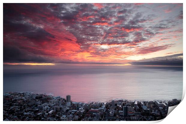 Sea Point Cape Town Sunset Print by Neil Overy
