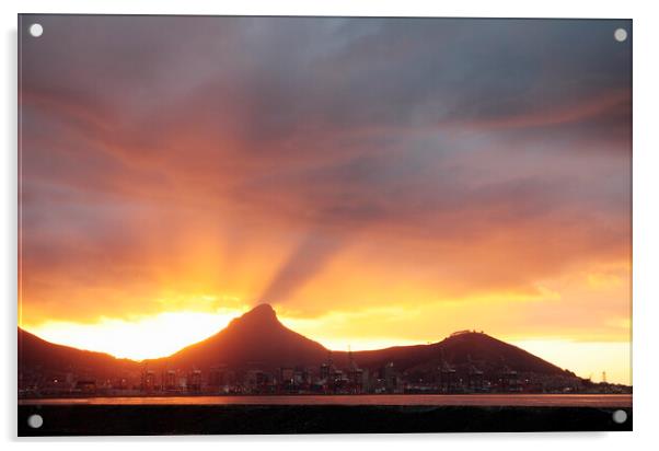 Cape Town Sunset, South Africa Acrylic by Neil Overy