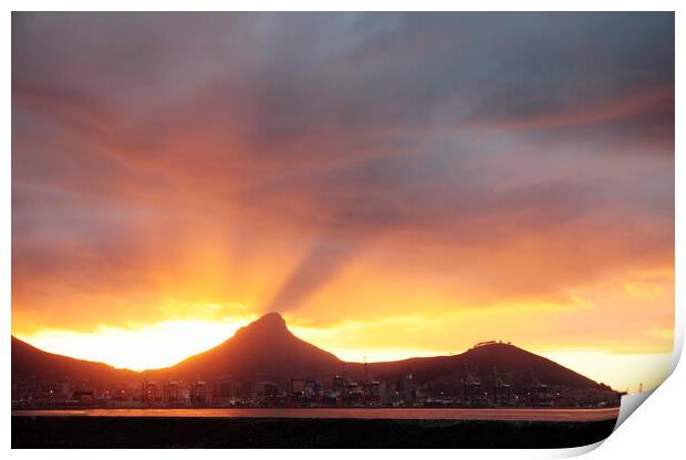 Cape Town Sunset, South Africa Print by Neil Overy
