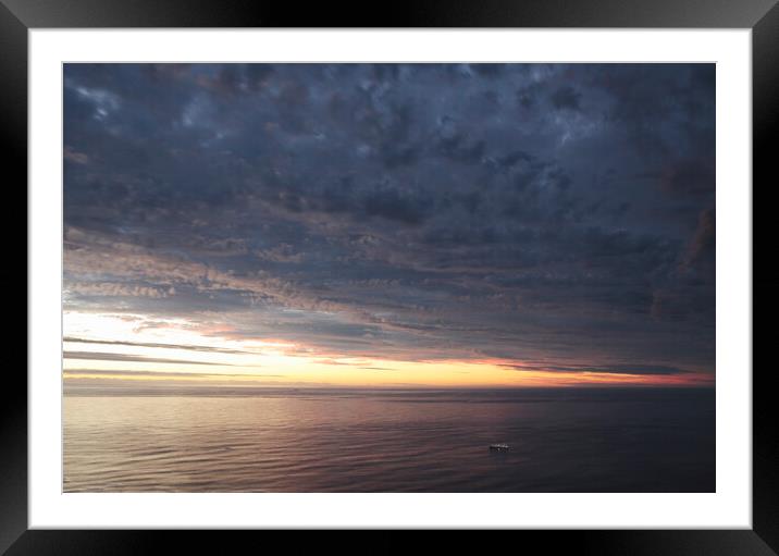 A Single Ship in the Vast Atlantic Ocean Framed Mounted Print by Neil Overy