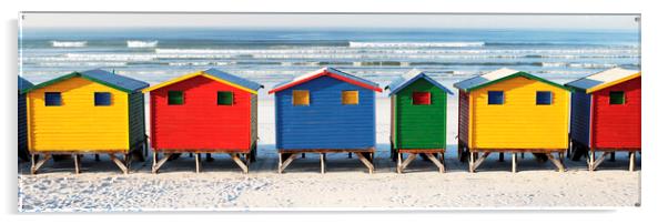 Colourful Beach Huts at Muizenberg Beach, South Africa Acrylic by Neil Overy