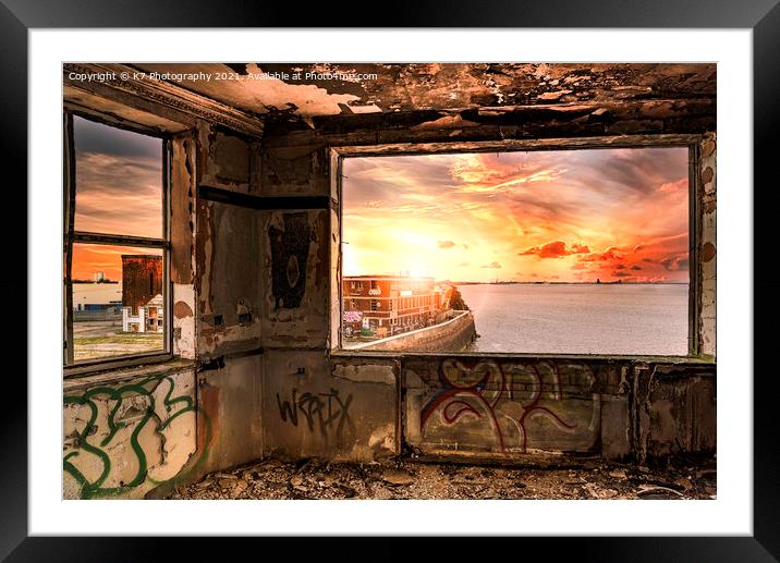 Abandoned Warehouse Sunrise Framed Mounted Print by K7 Photography