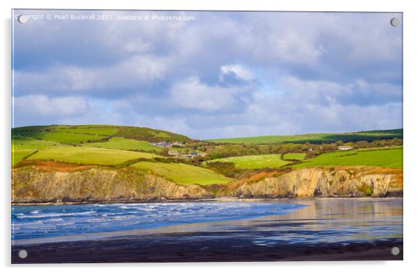 Newport Sands Pembrokeshire Coast Wales Acrylic by Pearl Bucknall