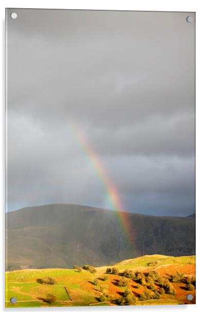 Rainbow over the Lake District Hills near Castlerigg Acrylic by Neil Overy