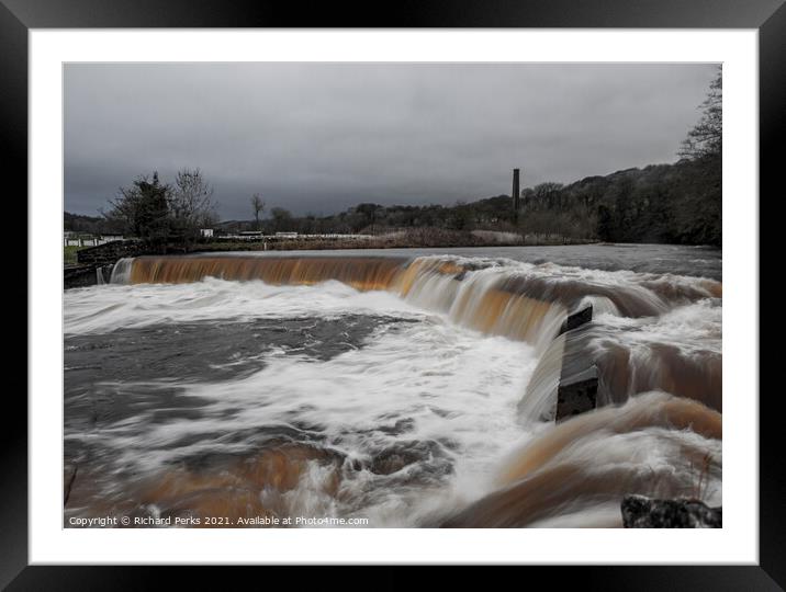 River Ribble Waterfall - Settle Framed Mounted Print by Richard Perks