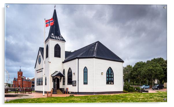 Norwegian Church, Cardiff Acrylic by Colin Allen