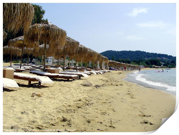 Ag Paraskevi beach at Skiathos in Greece. Print by john hill