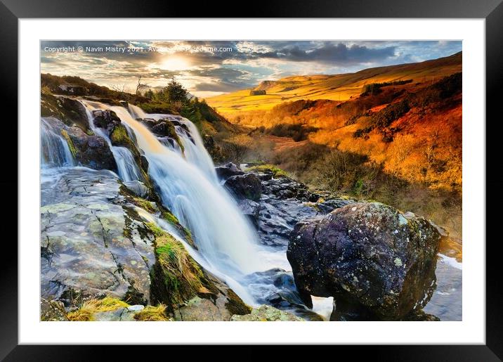 Loup of Fintry waterfall on the River Endrick Framed Mounted Print by Navin Mistry