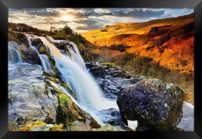 Loup of Fintry waterfall on the River Endrick Framed Print by Navin Mistry