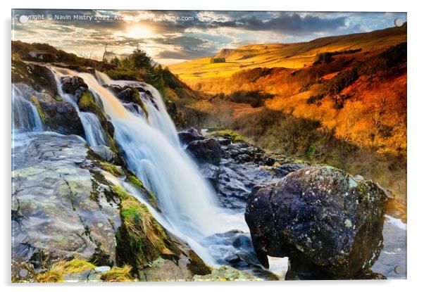 Loup of Fintry waterfall on the River Endrick Acrylic by Navin Mistry