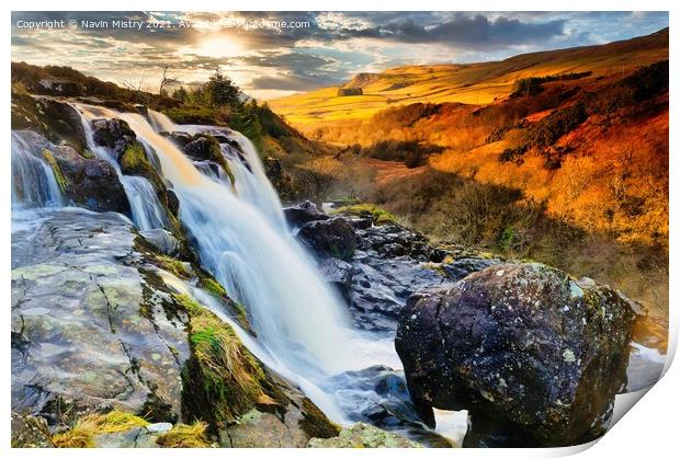 Loup of Fintry waterfall on the River Endrick Print by Navin Mistry