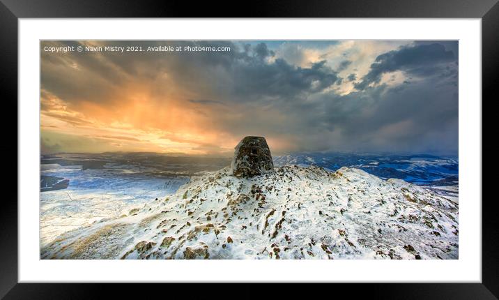 Summit of Ben Vrackie, near Pitlochry, Perthshire, Scotland Framed Mounted Print by Navin Mistry