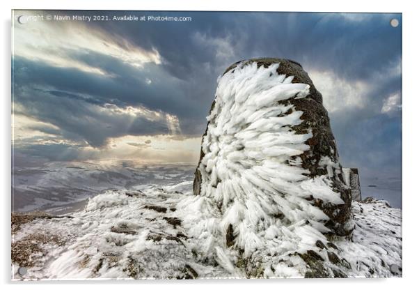 Ben Vrackie summit in winter Acrylic by Navin Mistry