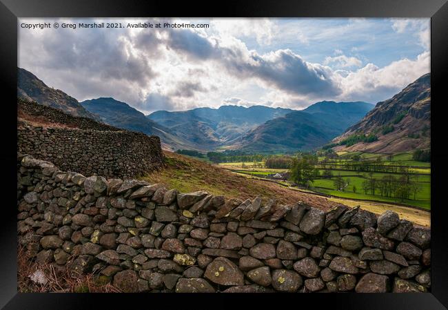 Langdale Valley in The Lake District Framed Print by Greg Marshall