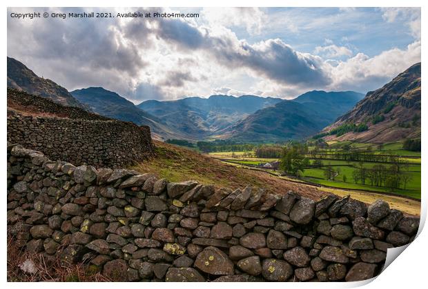 Langdale Valley in The Lake District Print by Greg Marshall