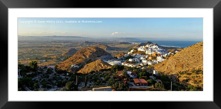 A panoramic image of Mojacar Pueblo,  Province of  Framed Mounted Print by Navin Mistry