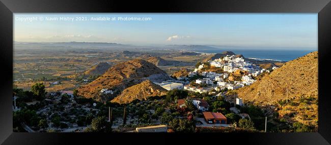 A panoramic image of Mojacar Pueblo,  Province of  Framed Print by Navin Mistry