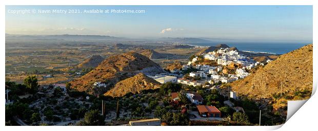 A panoramic image of Mojacar Pueblo,  Province of  Print by Navin Mistry