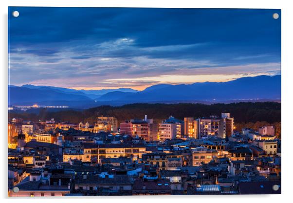 City of Girona at Twilight Acrylic by Artur Bogacki